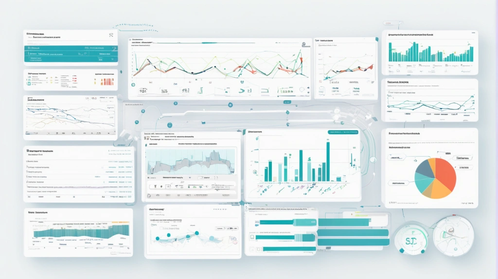 Automated data stream analysis, flow of data through rules engine, alerts and dashboards, clean infographic