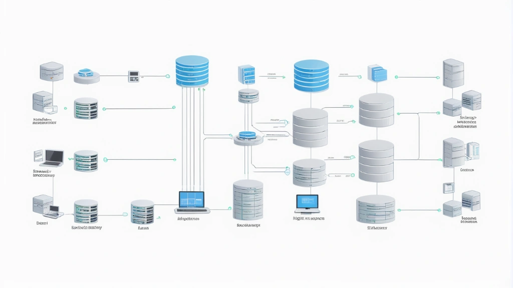 High-level architecture diagram of a backend system, servers, databases, API gateways, clean white background, flat style