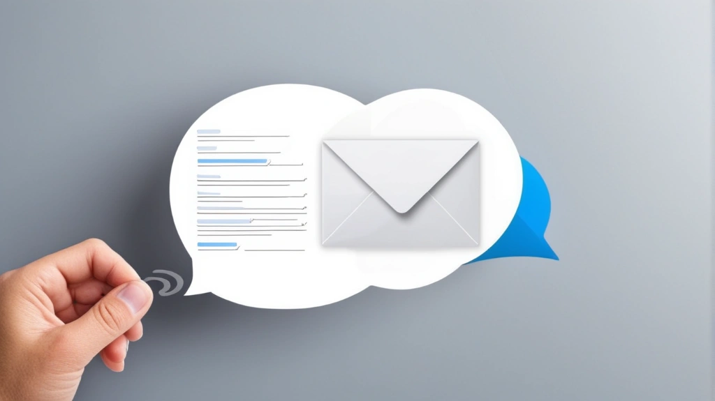 Contact form concept, message bubble and email envelope, modern clean UI vector style